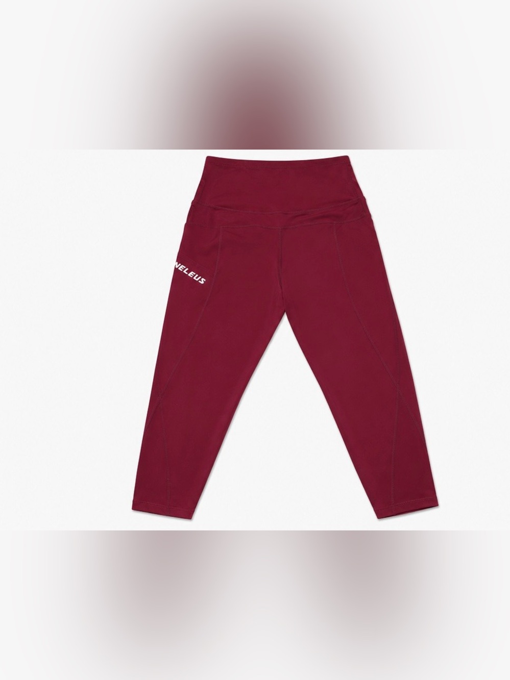 Neleus Women's High-Waist Crop Leggings - Medium - Burgundy Activewear